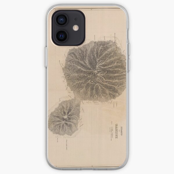 Carte Vintage de Tahiti (1845) Coque souple iPhone