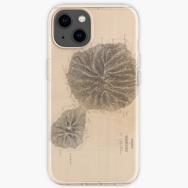 Carte Vintage de Tahiti (1845) Coque souple iPhone