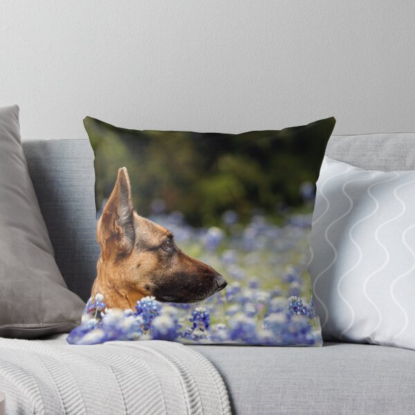 Item preview, German Shepherd enjoying the sights and smells of Tx Bluebonnets designed and sold by Raul Cano.