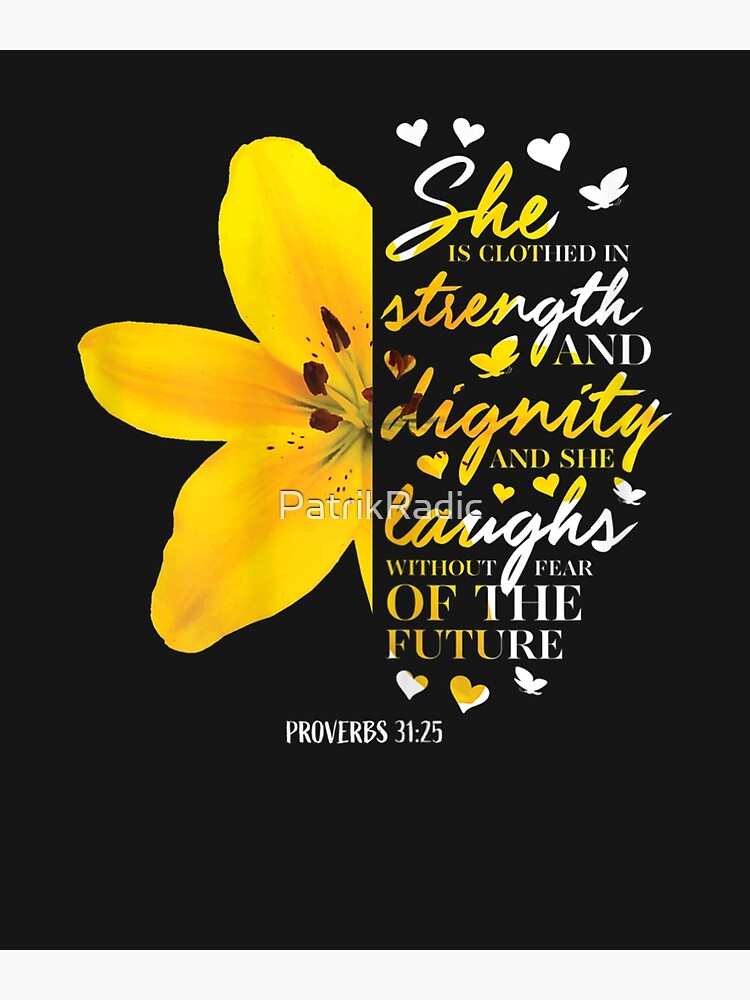 "Christian Bible Verse Gifts Her Yellow Lily Flower Women Mom" Poster
