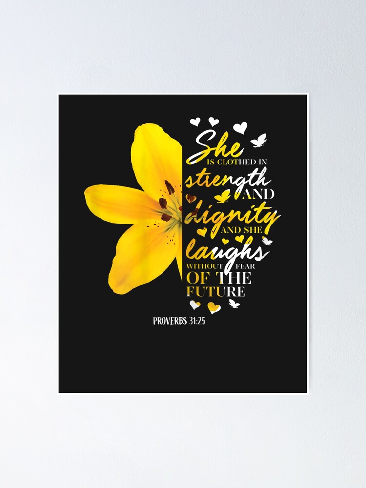 "Christian Bible Verse Gifts Her Yellow Lily Flower Women Mom" Poster