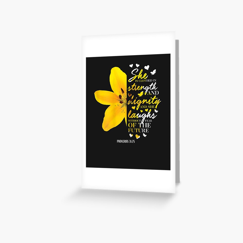 "Christian Bible Verse Gifts Her Yellow Lily Flower Women Mom" Greeting
