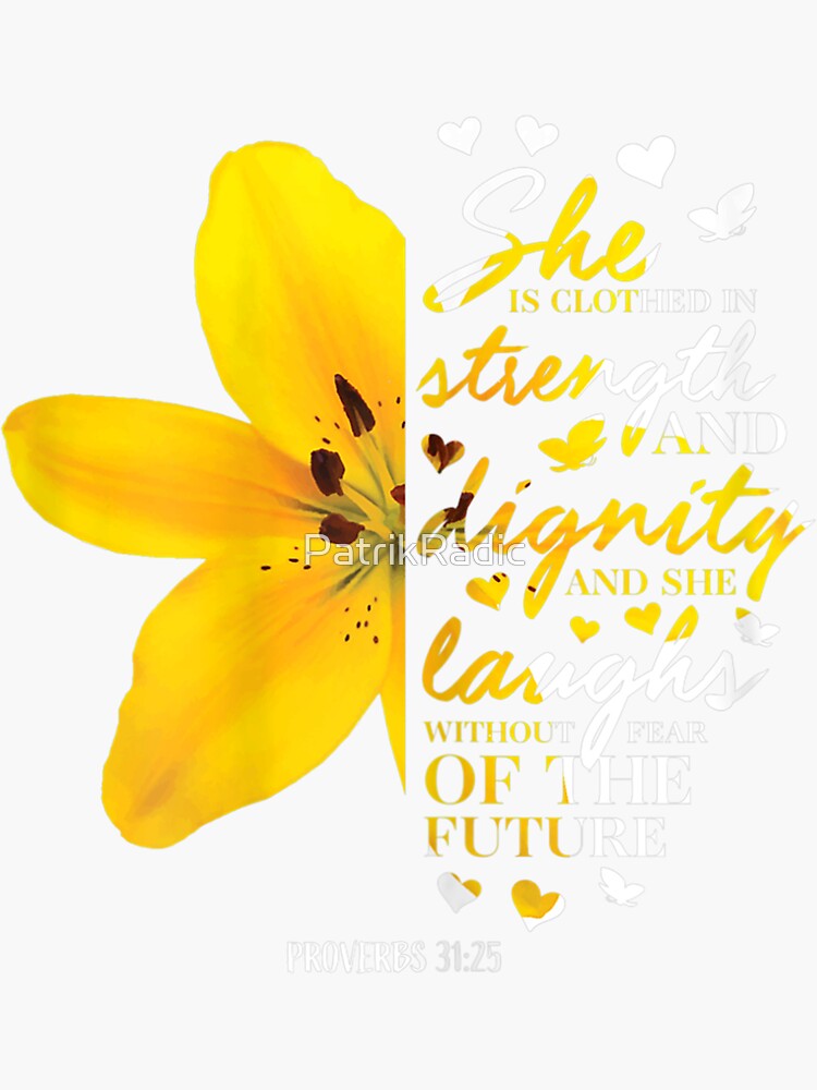 "Christian Bible Verse Gifts Her Yellow Lily Flower Women Mom" Sticker