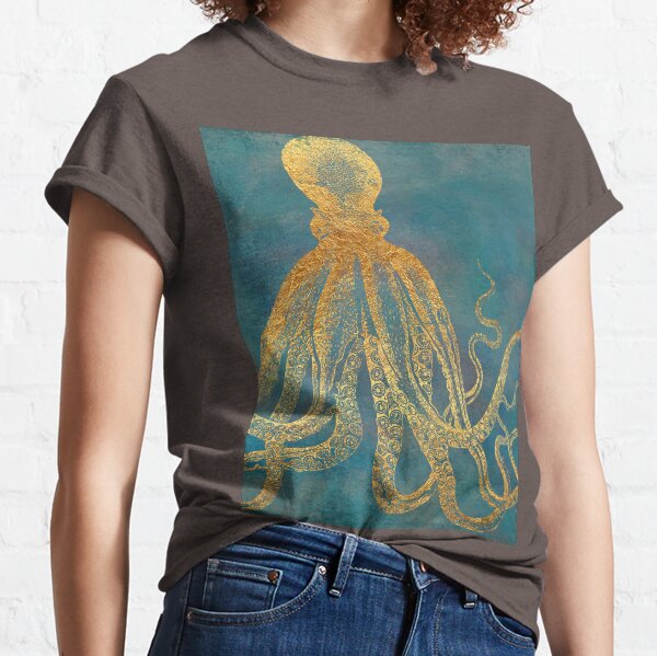 Deep Sea Life II Golden Octopus, marine texture Classic T-Shirt