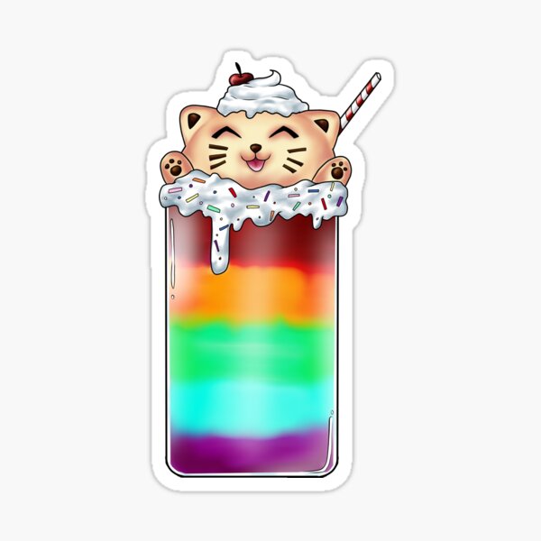 Rainbow Smoothie Cat Sticker