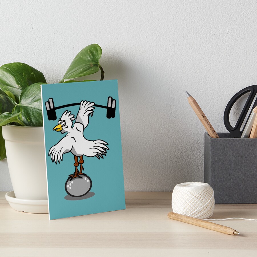 "CHICKEN LIFTING WEIGHTS" Art Board Print for Sale by piedaydesigns