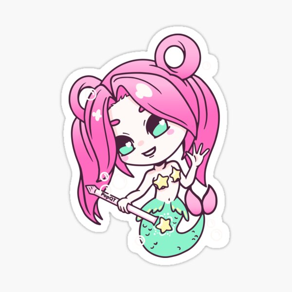 Kawaii Māmeido | Cute Chibi Mermaid Pastel Pink Green Sticker