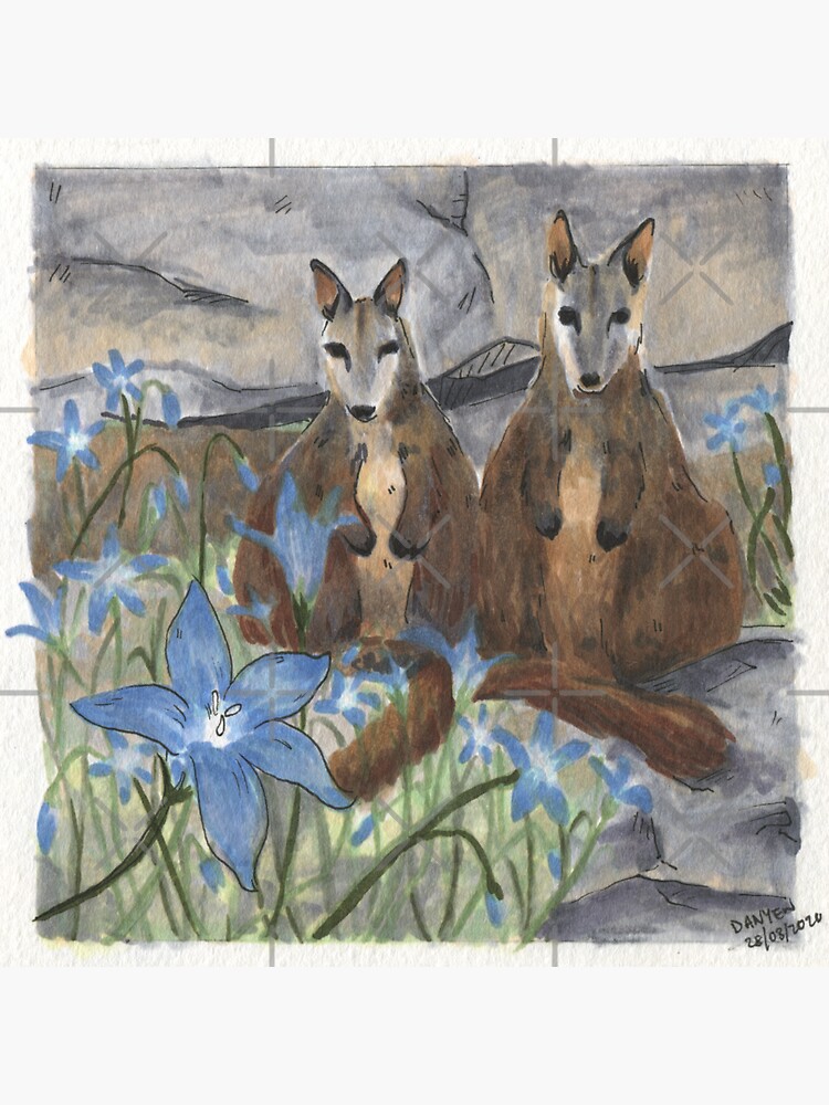 Thumbnail 3 of 3, Sticker, Wallabies & Royal Bluebells designed and sold by ddanyen.