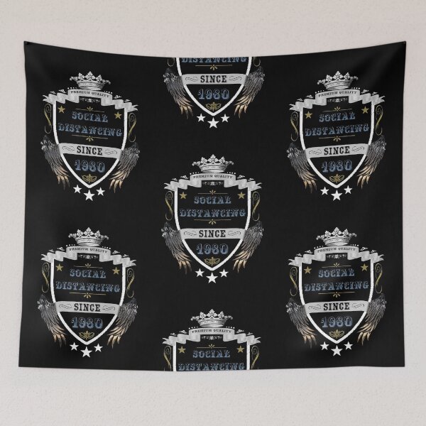 Item preview, Social Distancing Since 1980 Shield - Light Blue designed and sold by ryanwfraser.