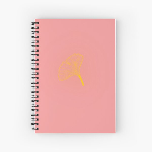 Gold ginkgo leaf design/pink Spiral Notebook