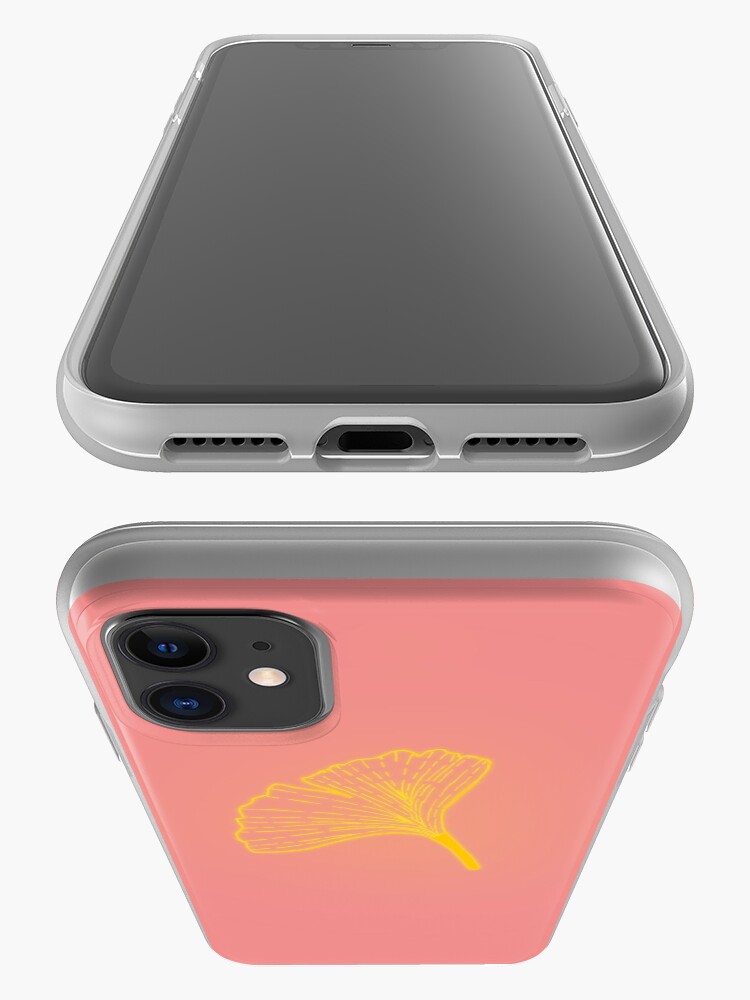 Alternate view of Gold ginkgo leaf design/pink iPhone Case & Cover