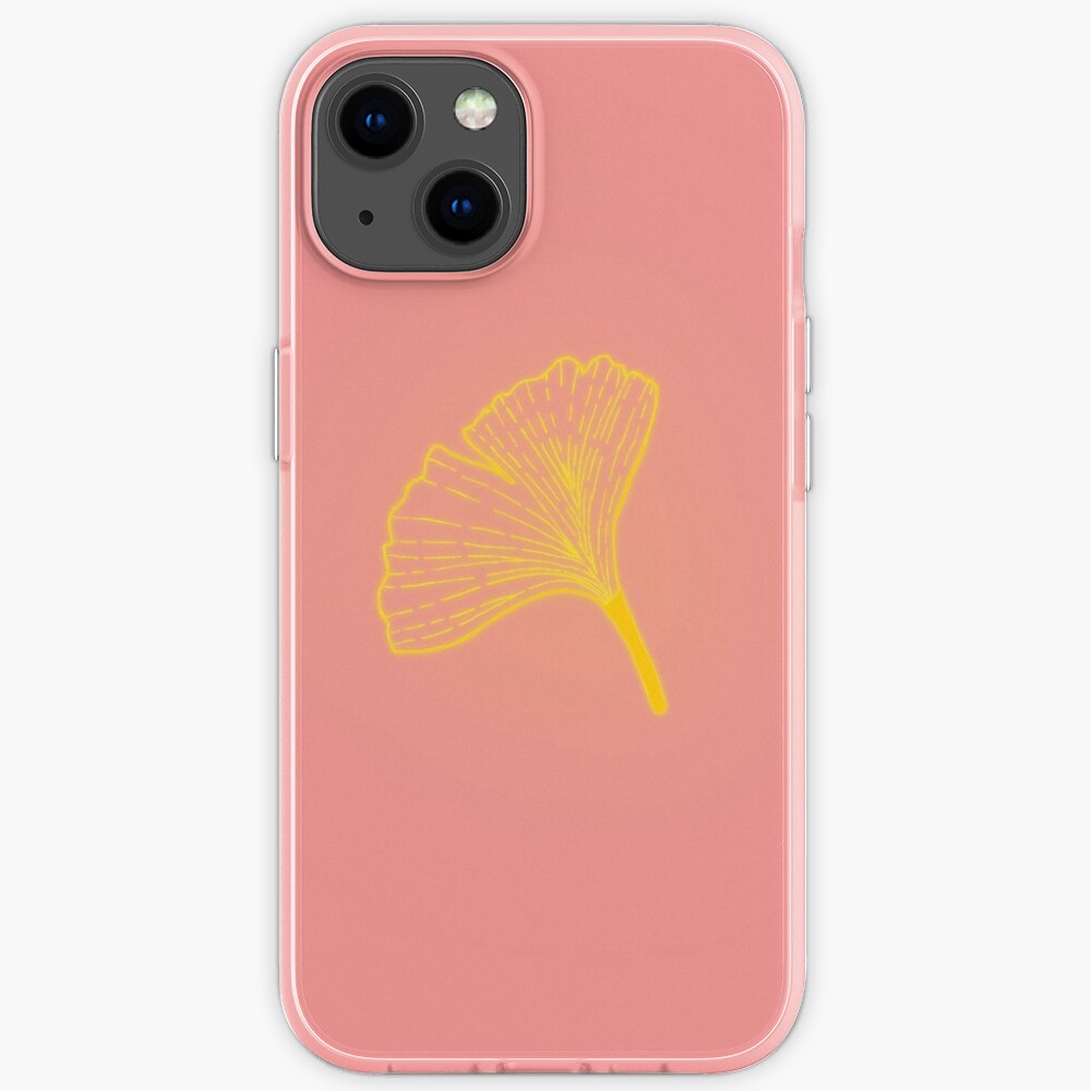 Gold ginkgo leaf design/pink iPhone Case