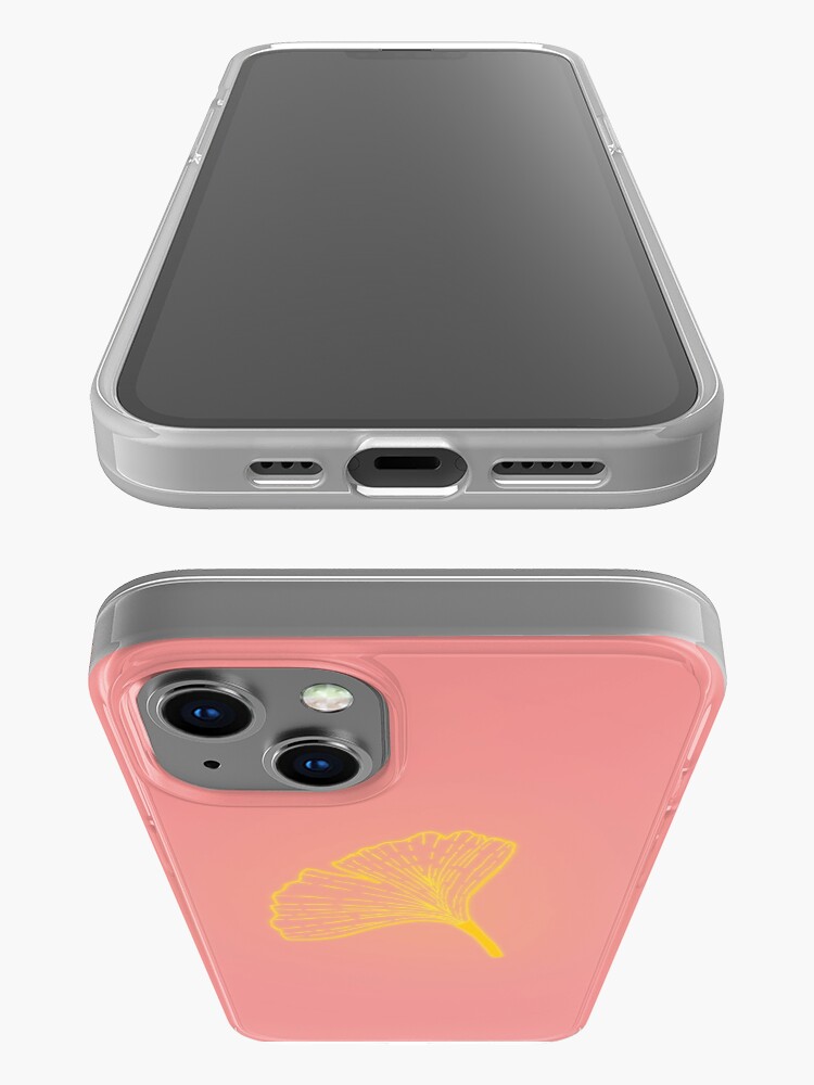 Alternate view of Gold ginkgo leaf design/pink iPhone Case