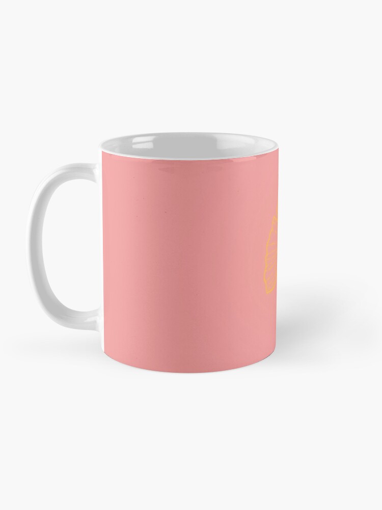 Alternate view of Gold ginkgo leaf design/pink Mug