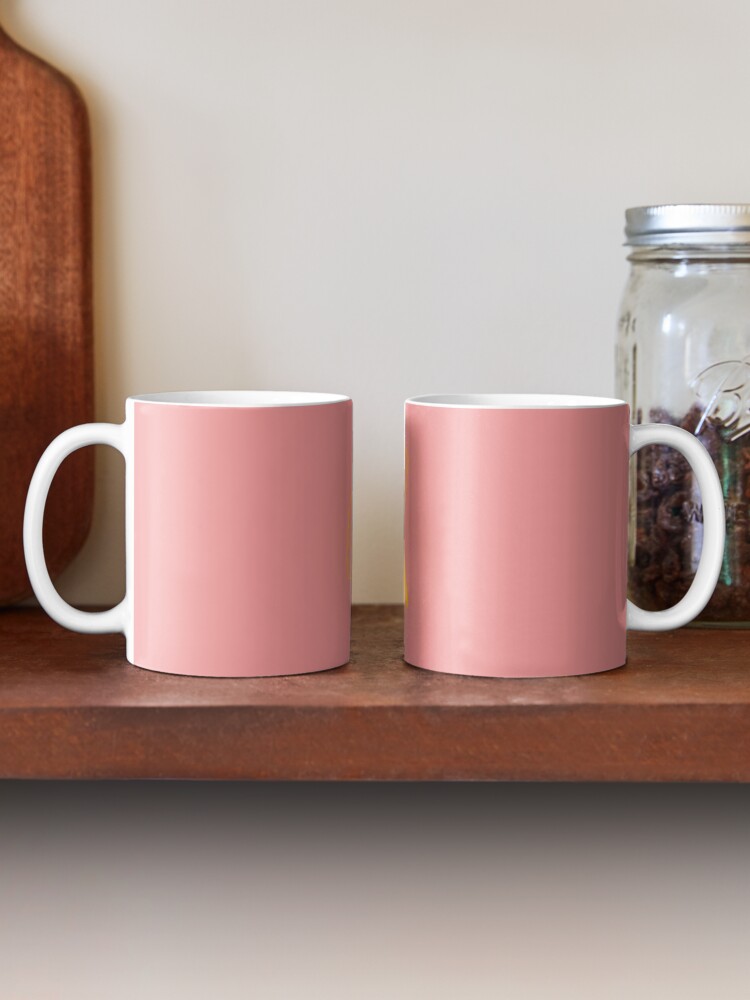 Alternate view of Gold ginkgo leaf design/pink Mug