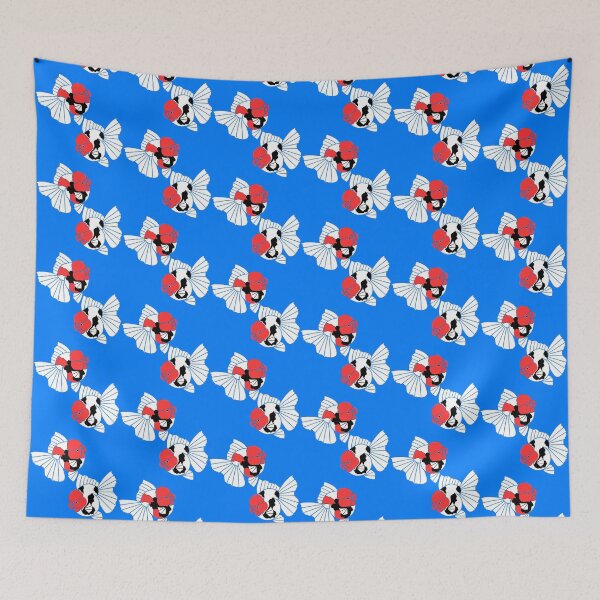 Aperçu de l'œuvre Oranda Tri Color Pair Logo poisson rouge sur fond noir 0405A créée et vendue par Nosnah.