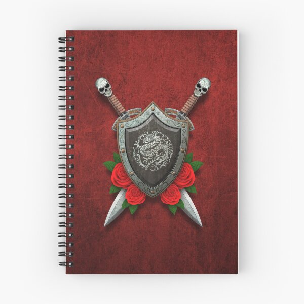 Item preview, Shield with Chinese Dragon, Roses and Crossed Swords on Red designed and sold by JeffBartels.