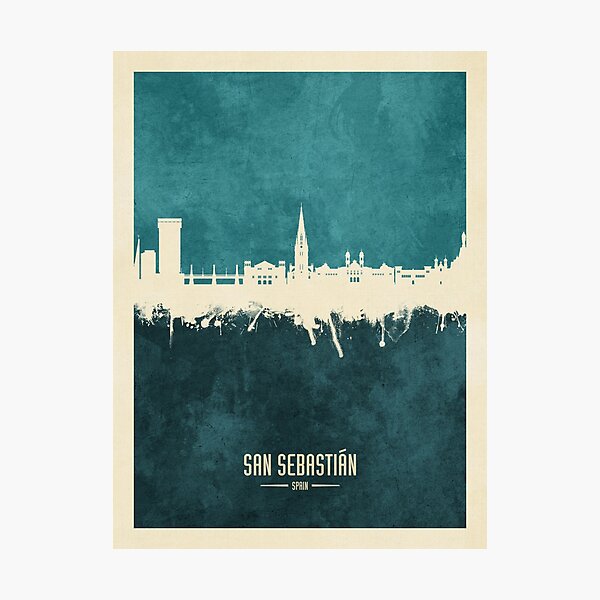 Vista previa del artículo con la obra «San Sebastian Spain Skyline», diseñado y vendido por ArtPrints.