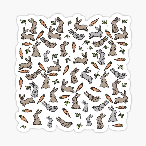 Item preview, Brown and gray bunnies jumping amongst carrots - bright version designed and sold by Toto-Hello.