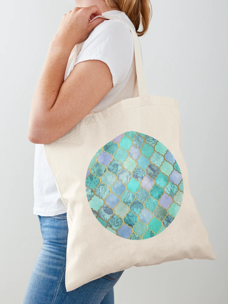 Cool Jade & Icy Mint Decorative Moroccan Tile Pattern