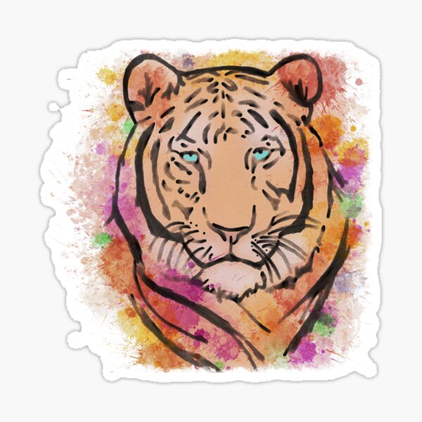 Watercolour Colourful Tiger  Sticker