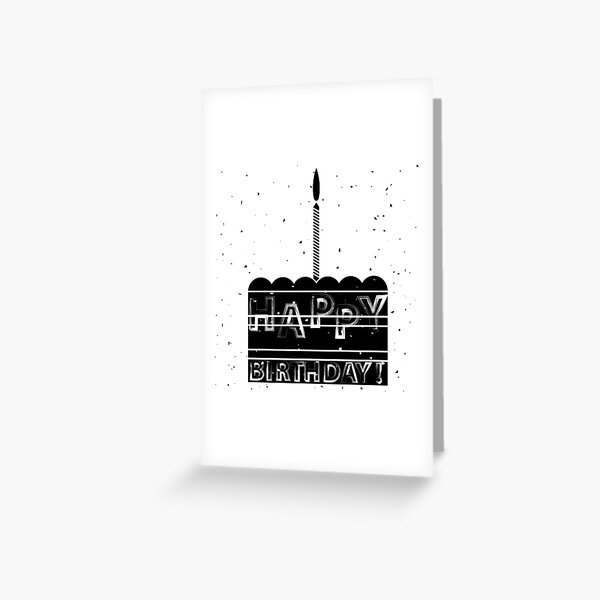 Item preview, Cake and Candle Silhouette Isolated on White Background. Grunge Greeting Card. Happy Birthday Banner with Lettering designed and sold by valeo5.