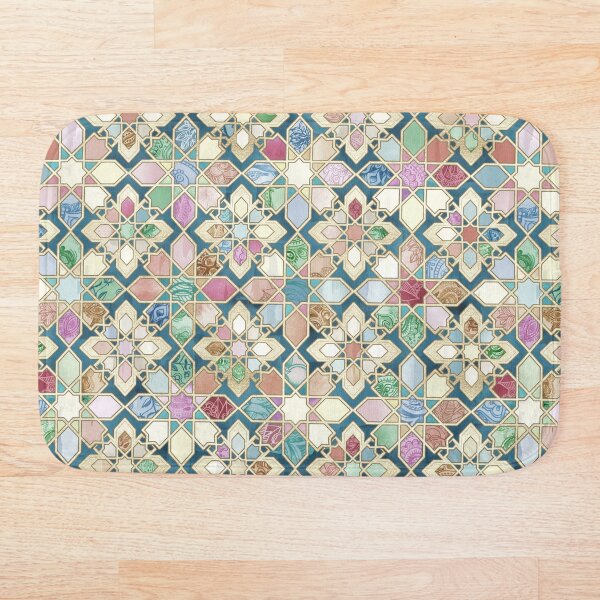 Muted Moroccan Mosaic Tiles Bath Mat