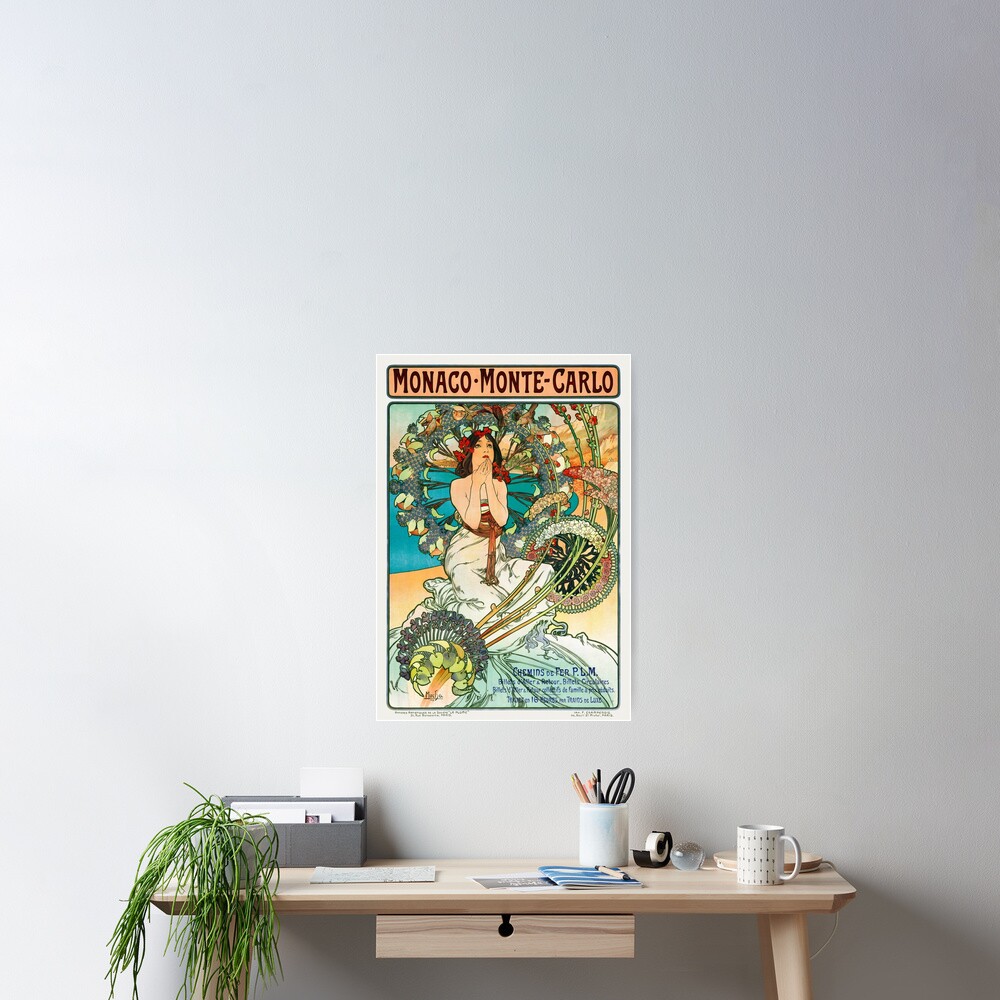 Monaco Monte Carlo Vintage Travel Poster Restored 1897 Poster