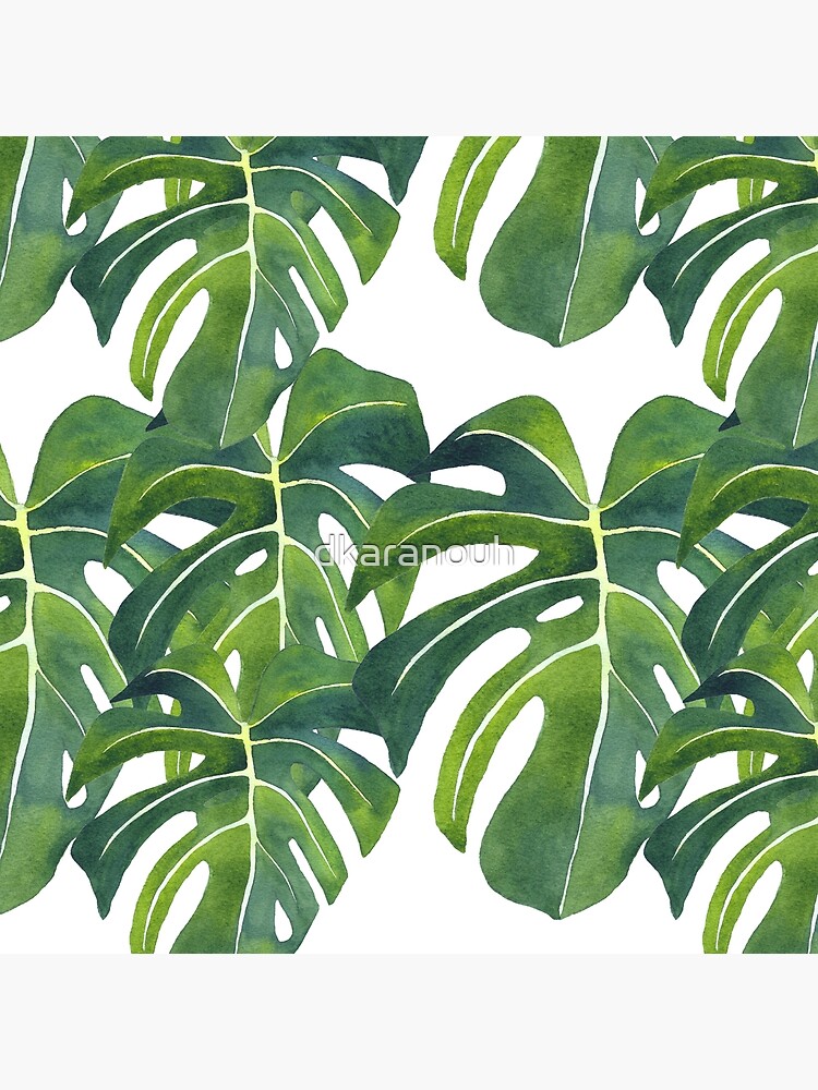 Monstera deliciosa Watercolor Painting Background Pattern by dkaranouh