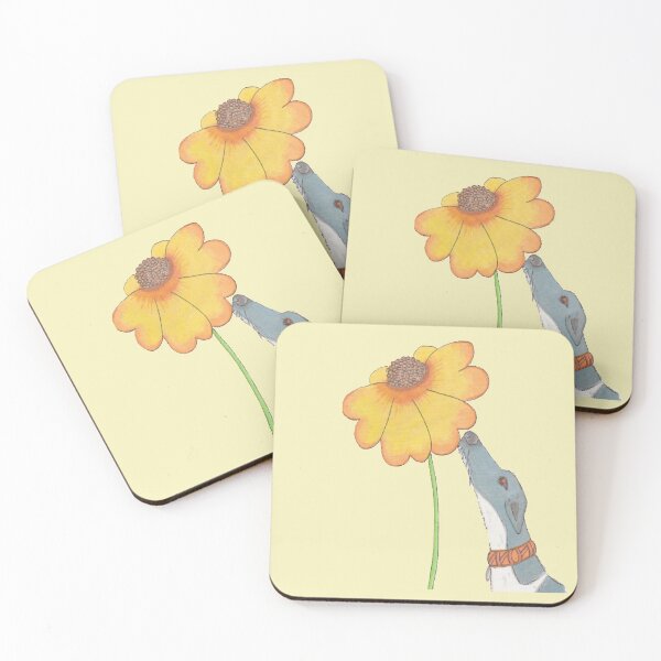 Item preview, Just Sniffing Sunshine - Greyhound Sniffing a Yellow Flower designed and sold by JaneWrenArt.