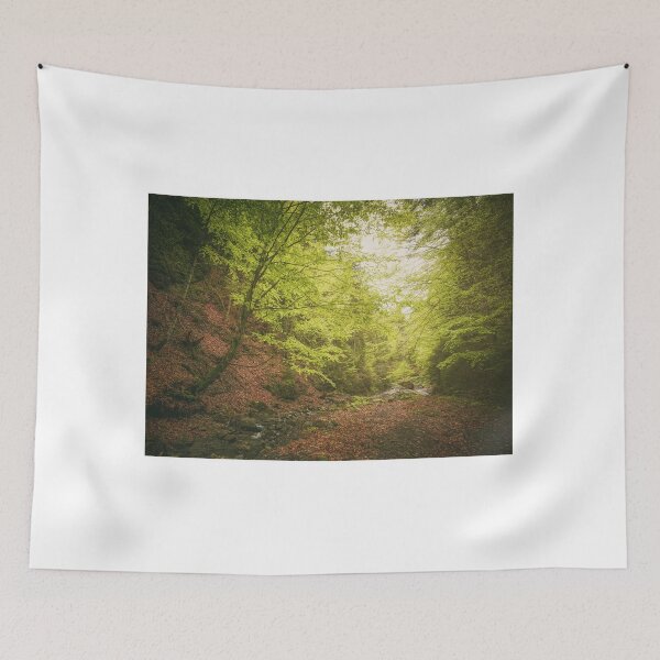 Item preview, Green forest in the spring with colorful autumn leaves on the ground designed and sold by Alex2789.
