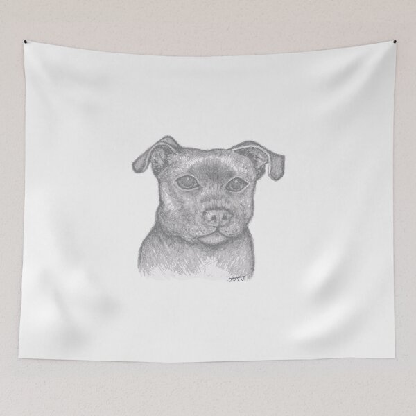 Item preview, Staffy Dog Pup Drawing designed and sold by StaffyDognCo.