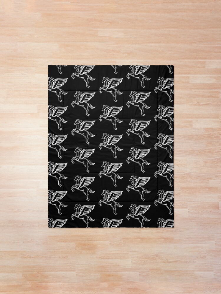 Alternate view of Chasing Pegasus Image (White Outline) Comforter