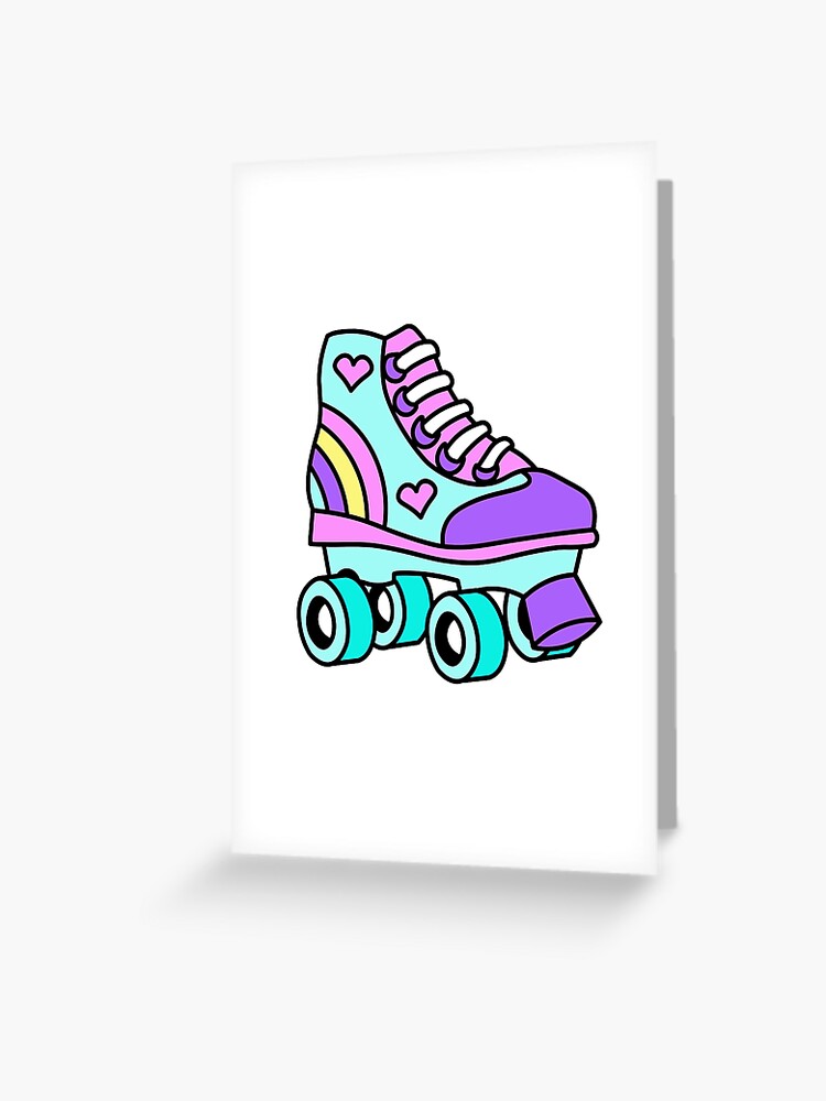 Retro 80's, 90's Rainbow Unicorn Roller Skate Printable Happy
