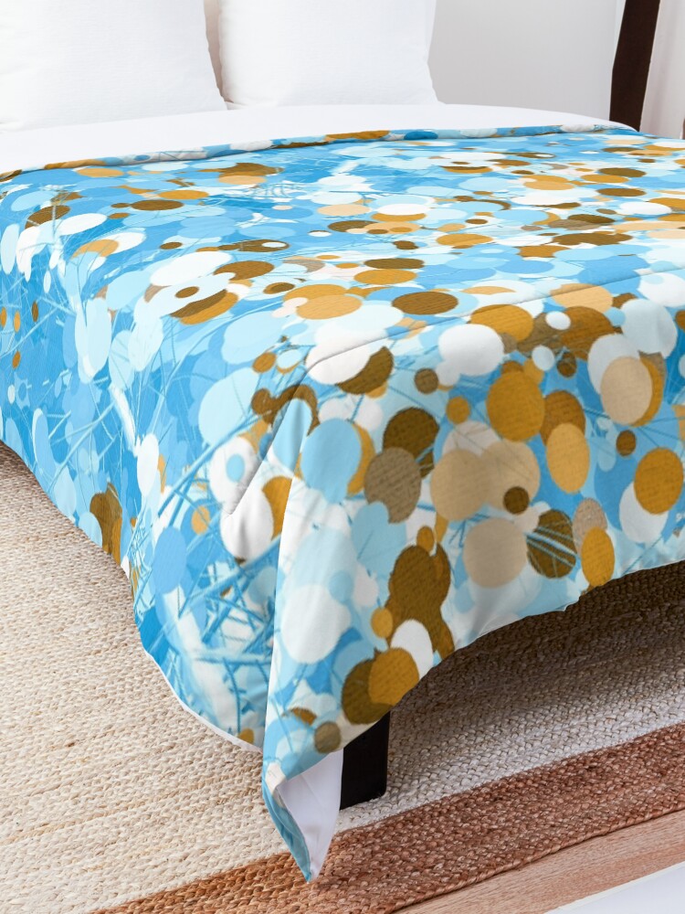 Alternate view of Gold Blue Abstract Dotted Tree Comforter