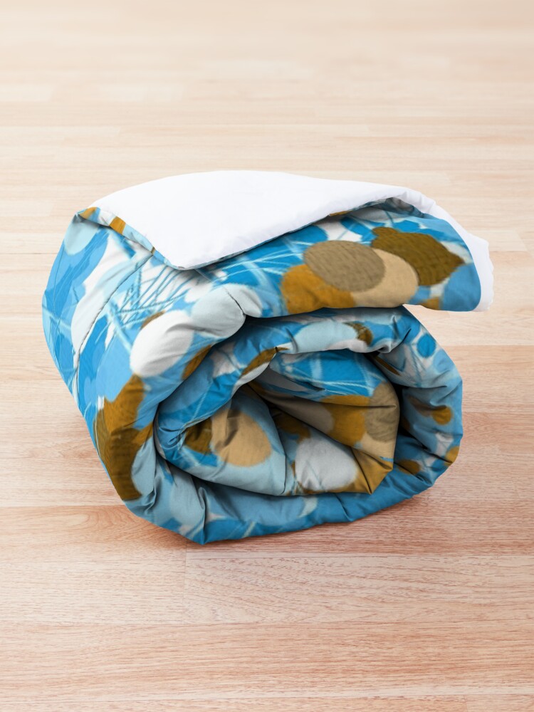 Alternate view of Gold Blue Abstract Dotted Tree Comforter