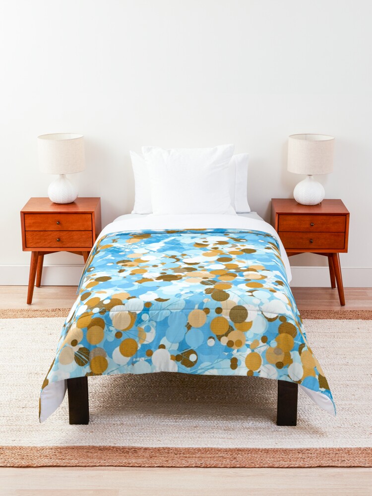 Alternate view of Gold Blue Abstract Dotted Tree Comforter