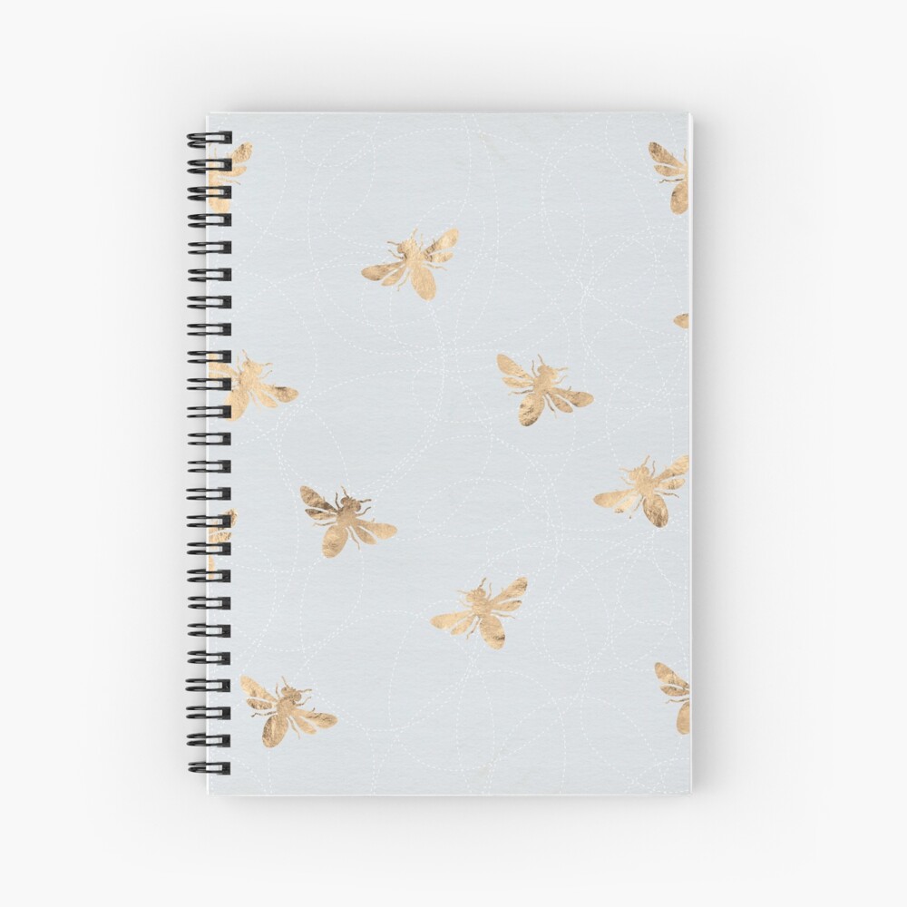 Rose Gold Bees Pattern Spiral Notebook