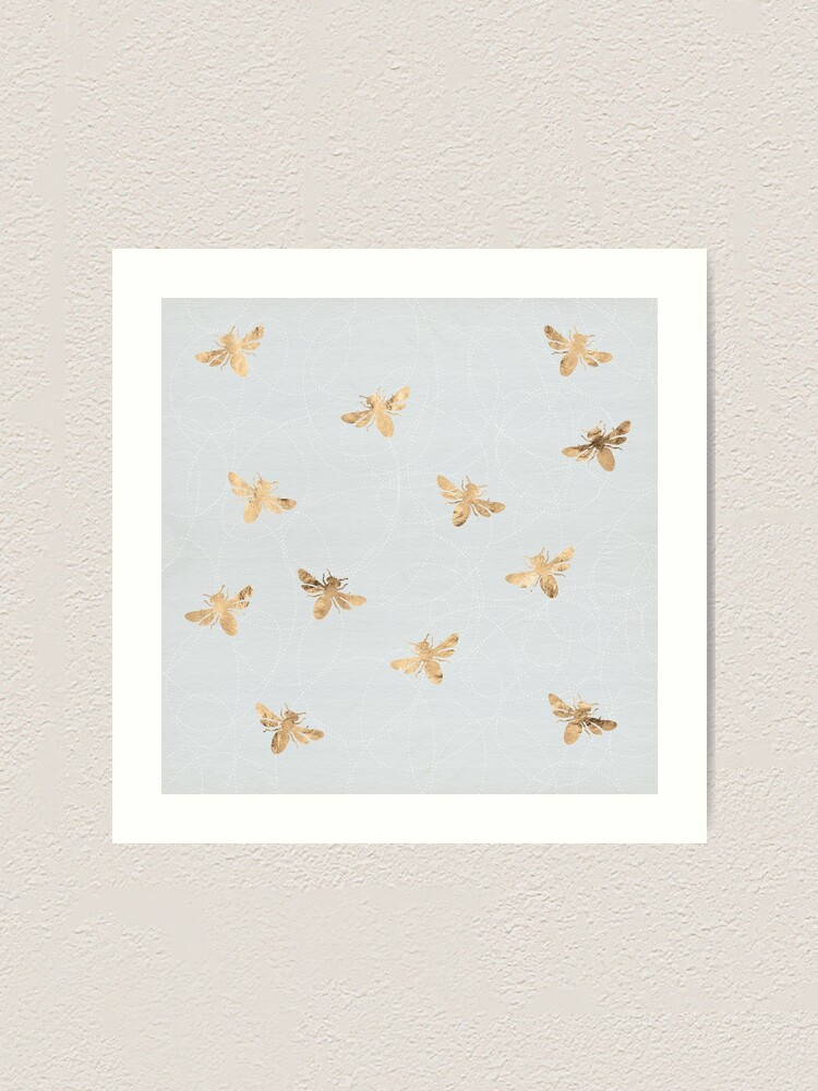 Alternate view of Rose Gold Bees Pattern Art Print