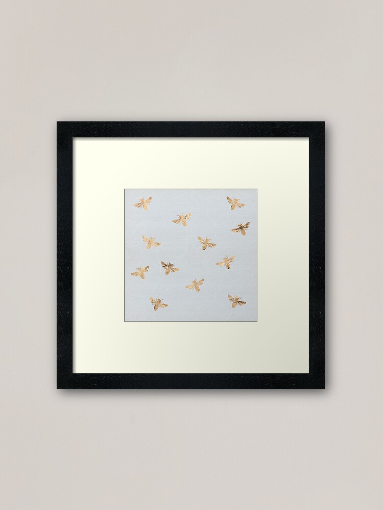 Alternate view of Rose Gold Bees Pattern Framed Art Print