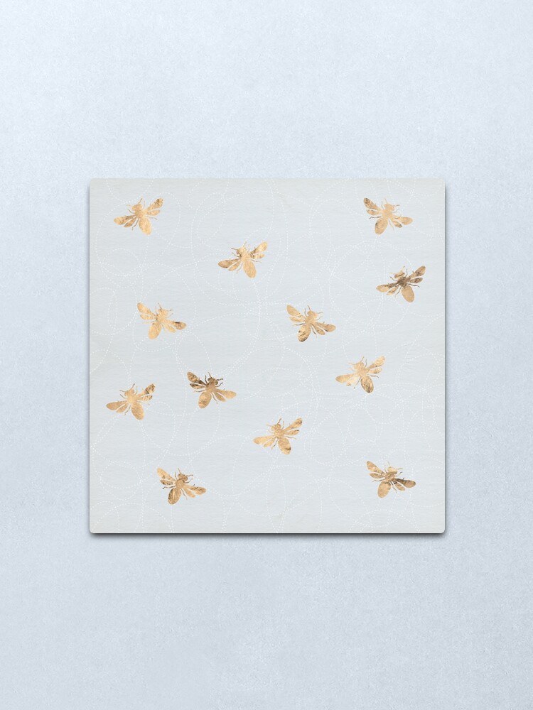 Alternate view of Rose Gold Bees Pattern Metal Print