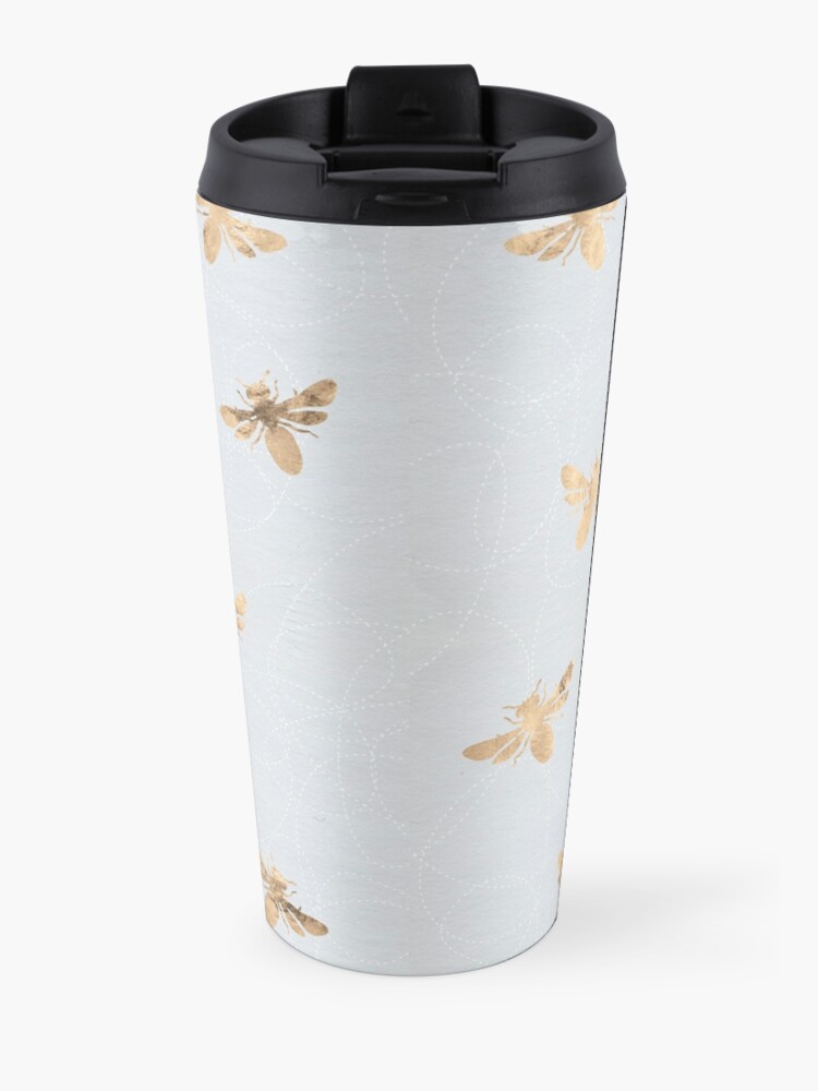 Alternate view of Rose Gold Bees Pattern Travel Mug