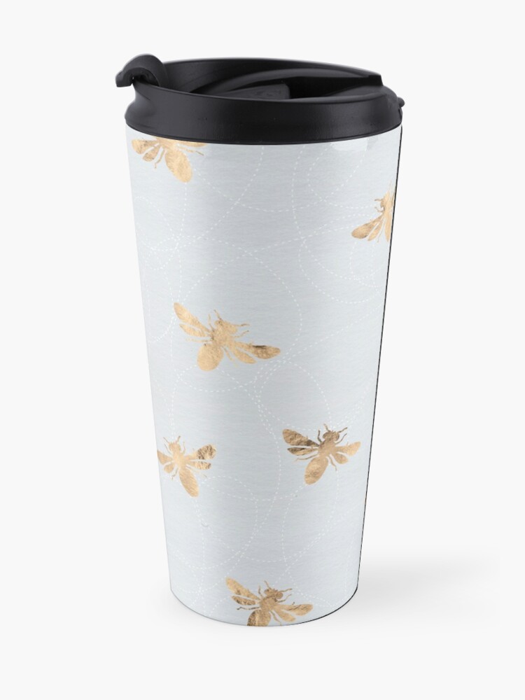 Alternate view of Rose Gold Bees Pattern Travel Mug