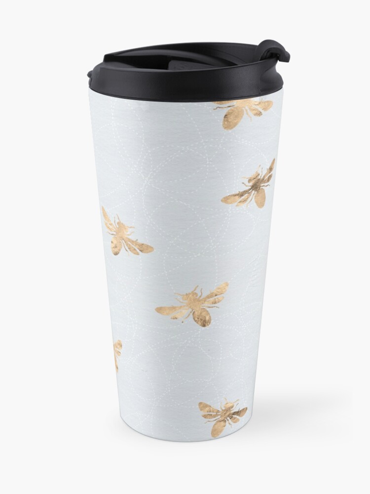 Alternate view of Rose Gold Bees Pattern Travel Mug