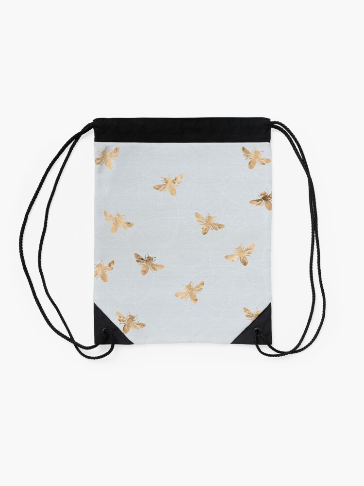 Alternate view of Rose Gold Bees Pattern Drawstring Bag