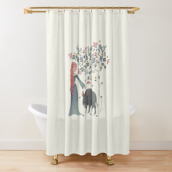 Freya and her Boar Shower Curtain