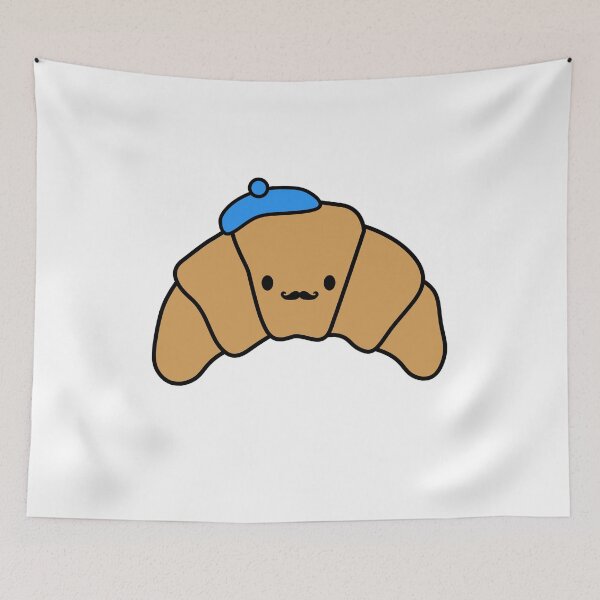 Item preview, Kawaii Croissant with Moustache and Beret Cute France Souvenir designed and sold by mariekawaii.