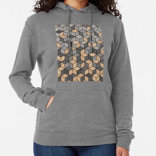 Concrete and Wood Cubes Lightweight Hoodie