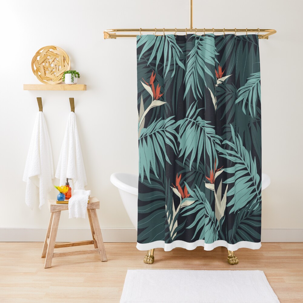"Teal Tropical " Shower Curtain for Sale by xiari Redbubble