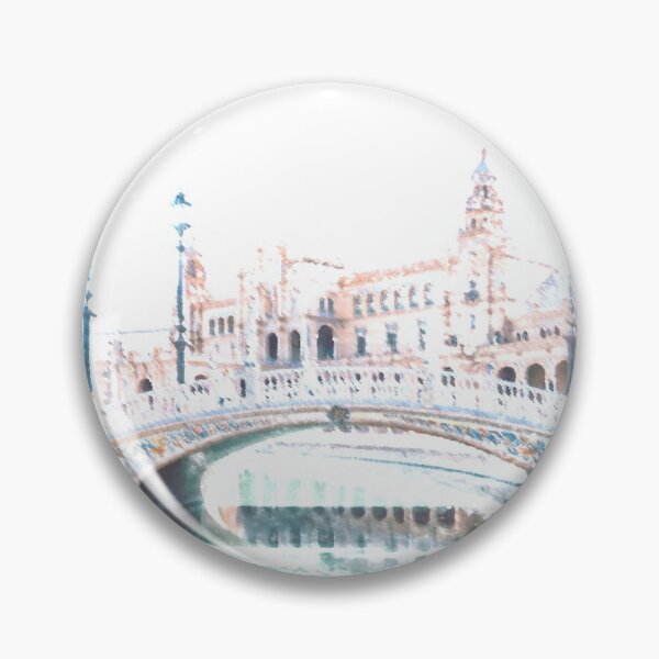 Item preview, Sevilla Circle Plaza España Drawing Watercolour Handmade  designed and sold by Tropical Blood.